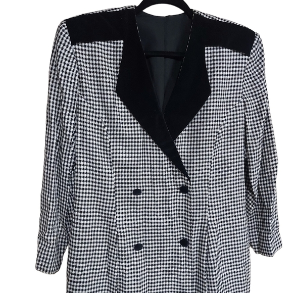 Vintage Black & White Houndstooth Print Double Breasted Blazer Dress - Picture 5 of 8